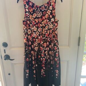 Talbots lined Black and floral Dress